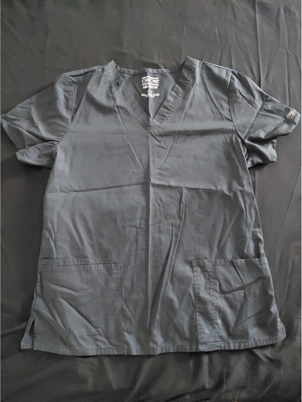 Cherokee Workwear Core Stretch V-Neck Scrub Top Medium Gray Used